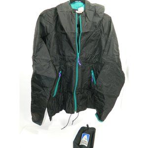 Sierra Designs Rain Jacket Windbreaker Size M Black Turq Hiking Camping Light